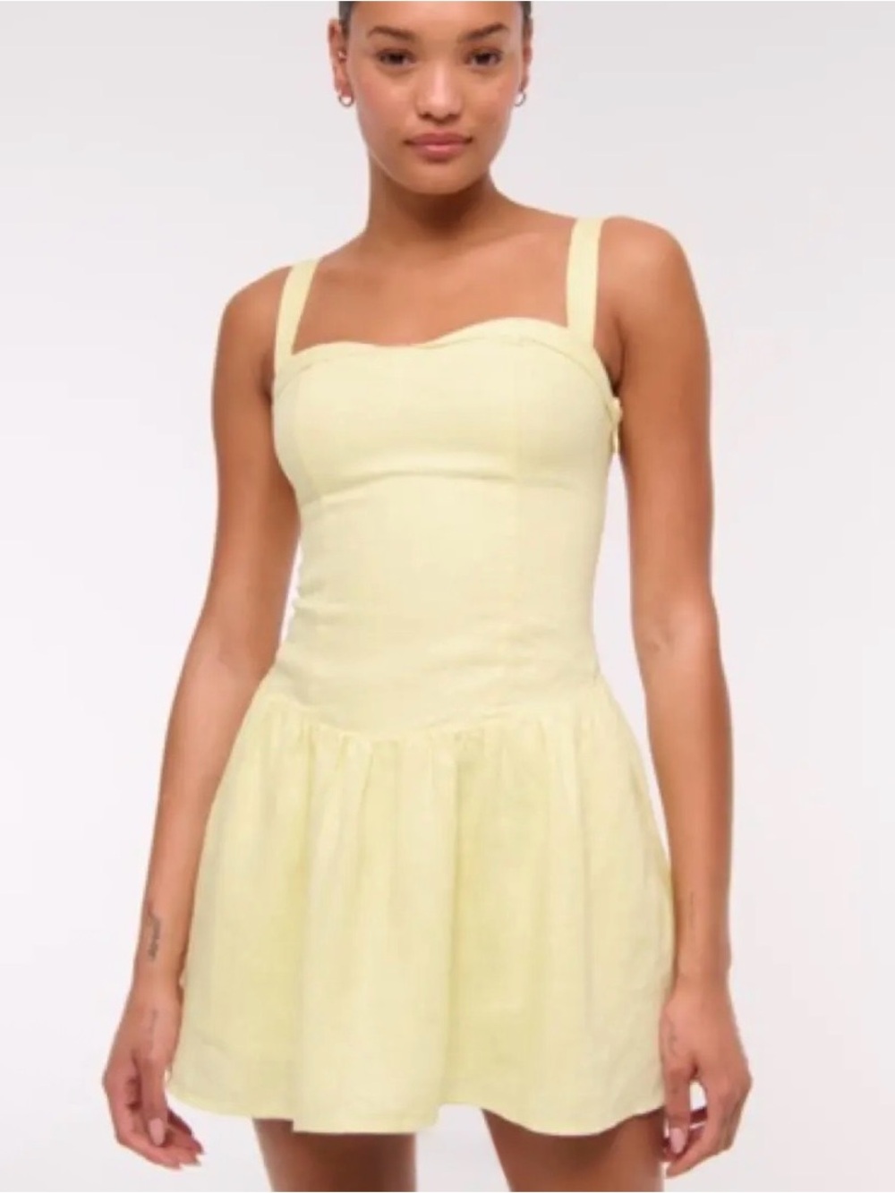 Abercrombie & Fitch Premium Linen Butter Yellow  Skort Dress Size M MSRP $90